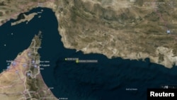 Места нападений на танкеры в Оманском заливе, 13 июня 2019 года