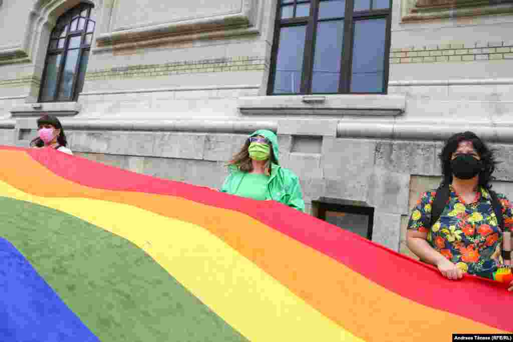 LGBTQ- Protest organized by ACCEPT Association, against the decision of banning the Bucharest Pride Parade 2021, Bucharest, Romania.