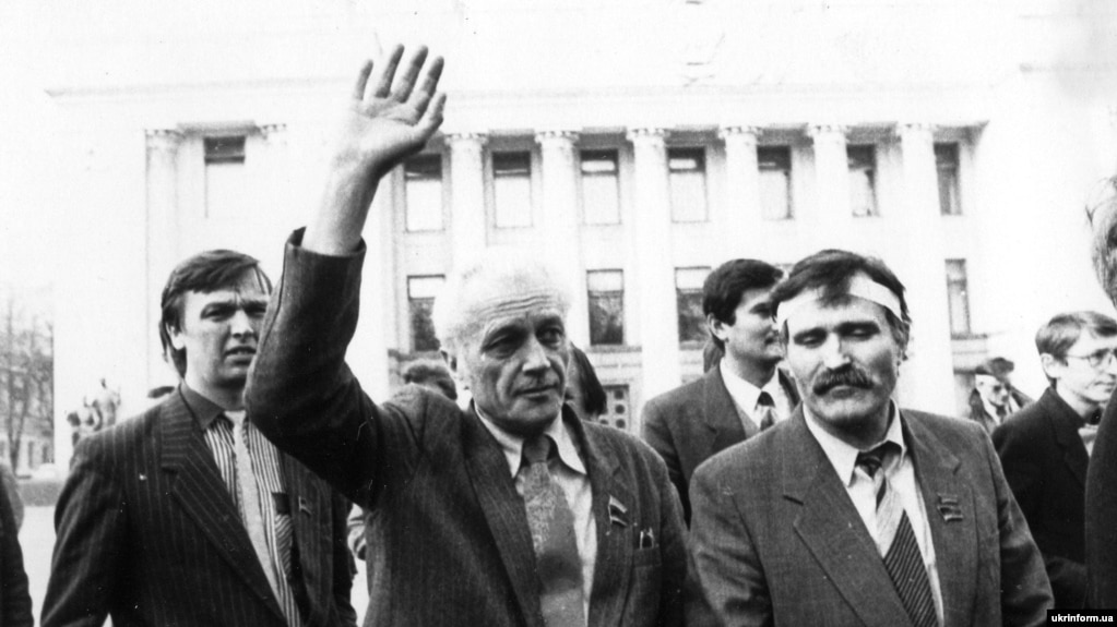 Степан Хмара під час Революції на граніті у жовтні 1990 року
