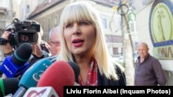 2017: Elena Udrea în fața sediului DNA