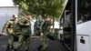 Russian recruits take a bus near a military recruitment center in Krasnodar on September 25. 