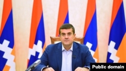 Nagorno-Karabakh - President Arayik Harutiunian chairs a meeting in Stepanakert.