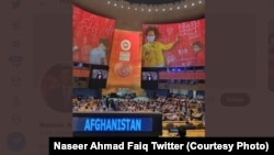 Afghanistan's seat remains empty at the UN General Assembly in 2022.