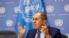 Szergej Lavrov sajtóértekezletet tart New Yorkban az ENSZ 77. közgyűlésének idején, 2022. szeptember 24-én