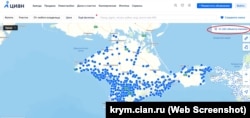 Объявления о продаже квартир в Крыму в российской базе данных «Циан» во время полномасштабного вторжения России в Украину, 16 сентября 2022 года
