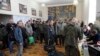 Russian conscripts gather inside a military recruitment center in the Rostov-on-Don region. (file photo)