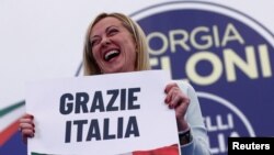 Giorgia Meloni u štabu stranke Braća Italije u Rimu, Italija, 26. septembar 2022.