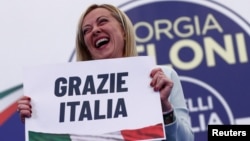 As returns showed her heading to victory, Giorgia Meloni appeared to try to tone down her nationalist messaging in an effort to reassure wary EU and international partners.