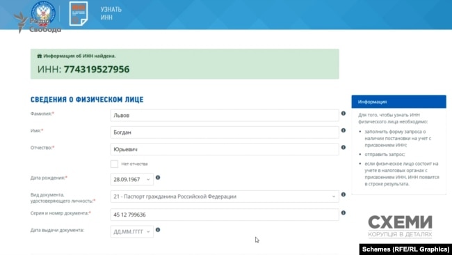 Богдан Львов: Индивидуальный налоговый номер был присвоен Львову в 2010 году