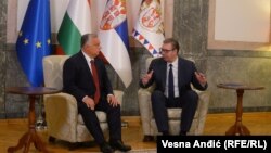 Predsednik Srbije Aleksandar Vučić (desno) i premijer Mađarske Viktor Orban u Beogradu, 16. septembar 2022. 