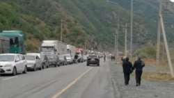 Большое скопление машин на российско-грузинской границе