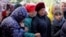 Izyum, Ukraine -- Citizens of Izyum lined up for humanitarian aid