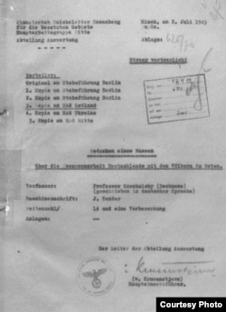 Заглавный лист меморандума Д.П. Кончаловского, 1943 год. Источник: Бундесархив.