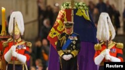 Король Великобритании Чарльз III во время похорон Елизаветы II