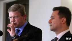 Средба на премиерот Никола Груевски и комесарот за проширување и соседска политика на ЕУ Штефан Филе, 2012.