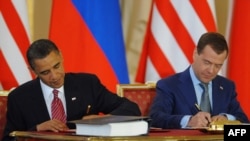 U.S. President Barack Obama (left) and his Russian counterpart Dmitry Medvedev signed the new START treaty in Prague on April 8. But will it be ratified?