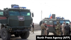 نیروهای پلیس نظامی روسیه در شهر کوبانی در شمال شرقی سوریه 