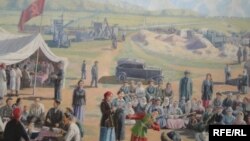 Sărbătoarea kolhozului, tablou din 1937, expus la o expoziție la Almaty.
