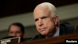 U.S. Senator John McCain (R-AZ) attends the Senate Armed Services Committee hearing on worldwide threats on Capitol Hill in May 23