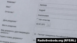 Дані Андрія Аксьонова в офіційній базі платників податків Росії