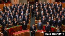 Áder János köztársasági elnök az Országgyűlés alakuló ülésén a Parlamentben 2022. május 2-án.