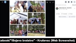 Skrinšot objave na društvenoj mreži Fejsbuk Udruženja ratnih veterana "Bojevo bratstvo Kruševac" od 14. maja 2022.