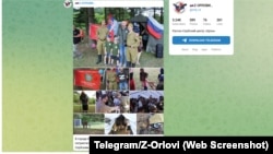 Skrinšot objave na mreži proruskih kanala na društvenoj mreži Telegram u kojoj je događaj održan u Kruševcu 14. maja 2022. nazvan "vojno patriotskim"