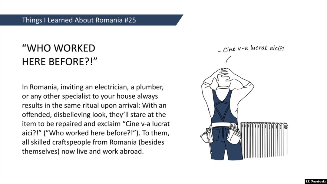 O scenă pe care o recunosc probabil mulți dintre români: meseriașul, fie el instalator sau electrician, se plânge de munca făcută de persoana care a lucrat înaintea sa în același loc.