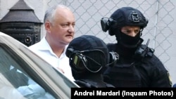 Ex-President Igor Dodon is detained in Chisinau on May 24.