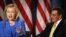 U.S. Secretary of State Hillary Clinton and Defense Secretary Leon Panetta during a conversation hosted by the National Defense University and CNN in Washington on August 16
