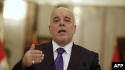 Kryeministri al-Abadi gjatë konferencës së sotme për gazetarë në Bagdad