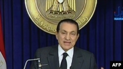 A screen grab from Egyptian state television of then-President Hosni Mubarak speaking to the nation on February 10.