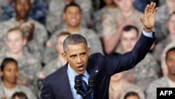 U.S. President Barack Obama gestures after delivering remarks to U.S. troops in Seoul, South Korea, in 2014.