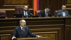 Armenian Prime Minister Nikol Pashinian addressing parliament, March 16, 2020