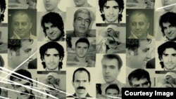 A poster showing some prisoners who have died in Iranian jails.