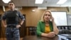 Former Russian state TV employee Marina Ovsyannikova attends a court hearing in Moscow on July 28.