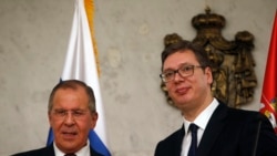 Српскиот претседател Александар Вучиќ и шефот на руската дипломатија Сергеј Лавров