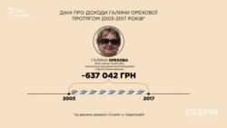 За 15 років, за інформацією з податкової, Галина Орехова заробила трохи більше 600 тисяч гривень