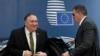 US Secretary of State Mike Pompeo (L) arrives at the EU headquarters in Brussels on May 13, 2019.