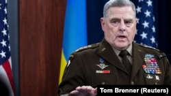 U.S. Joint Chiefs of Staff Chairman General Mark Milley speaks during a news briefing after participating in a virtual Ukraine Defense Contact Group meeting at the Pentagon in Arlington, Virginia, on November 16.