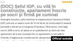 Titlul și fragment din artiocolul publicat de Ziarul de Gardă