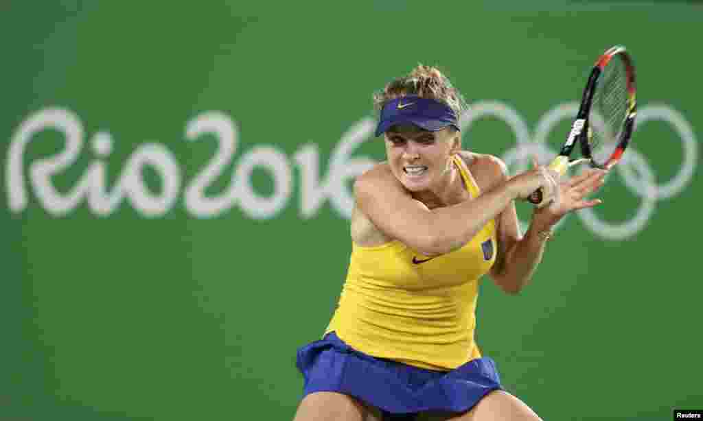 Elina Svitolina of Ukraine in action as she beat four-time Olympic champion Serena Williams of the United States.