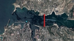 Мапа можливого розташування передбачуваного моста через Севастопольську бухту