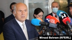 Valentin Inzko speaks to the press in Mostar on June 17.