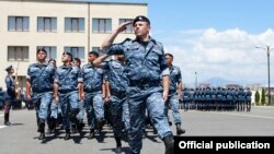 Armenia - Officers of a special police unit march during a ceremony in Yerevan, June 21, 2018.
