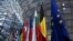 Zastava Evropske unije i zastave zemalja članica ispred Evropskog savjeta u Briselu