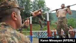 Nagorno Karabakh -- Soldiers' training at a military base in the north of Nagorno Karabakh, 13Jul2012