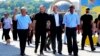 UN Secretary-General Antonio Guterres (left) tours the grain port in Odesa, Ukraine, on August 19.