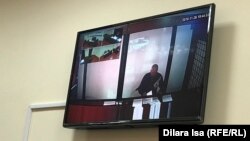 Заключенный Ерлан Балтабай участвует в судебном процессе по видеосвязи. Шымкент, 27 ноября 2019 года.