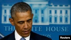 U.S. President Barack Obama delivers a statement on the deaths of hostages during a U.S. counterterrorism operation at the White House in Washington on April 23.